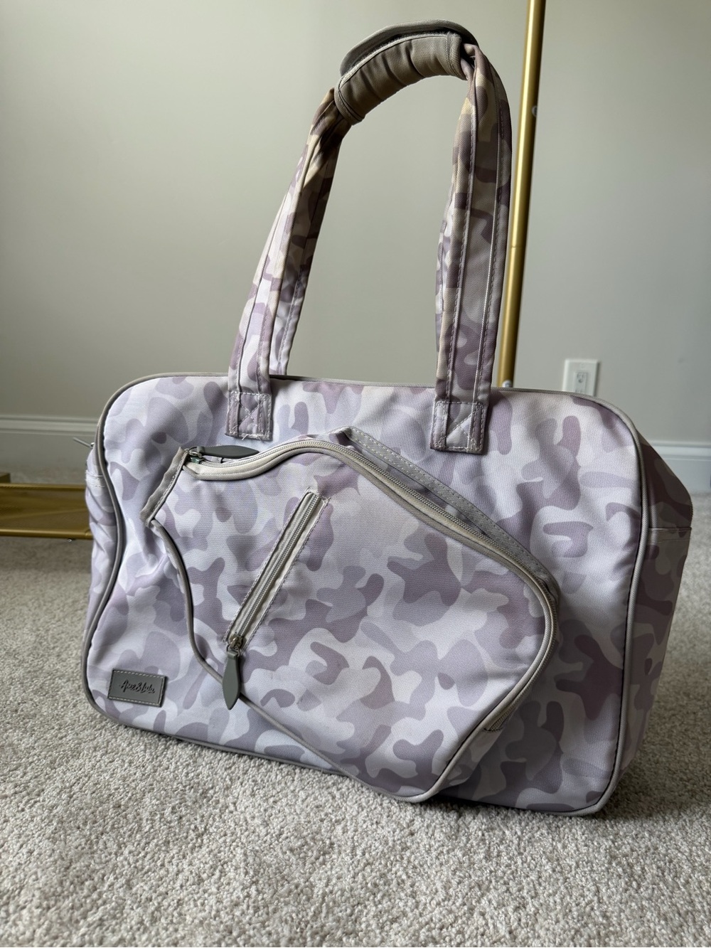 Ame & Lulu Light Lavender and White Camo Pickleball Bag